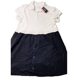 Nautica Girls Plus Size XL XG 1618.5 School Uniform Polo Dress Navy White Button
